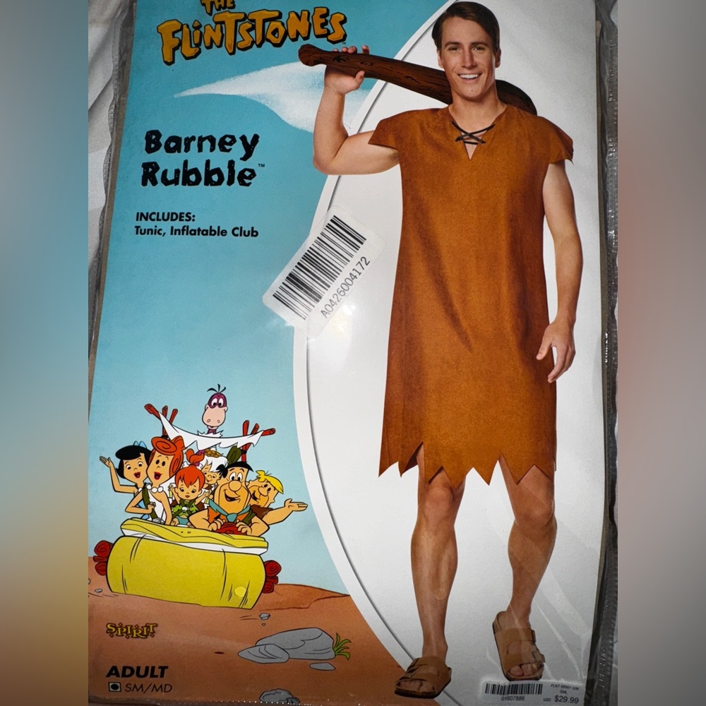 The Flintstones Barney Rubble Costume + inflatable club
